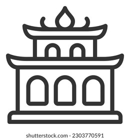 Thai style building  - icon, illustration on white background, outline style