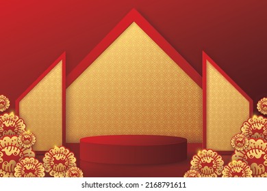 Thai style design podium for various advertisements. vector advertising design for product artwork and website