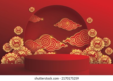 Podio de diseño estilo tailandés para varios anuncios. diseño de publicidad vectorial para trabajos artísticos y sitios web de productos
