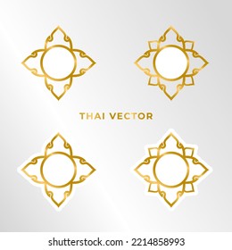 Thai style gold vector on white background. Traditional style in Thailand. Must use in temples or buddha rooms. Line Thai style.