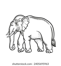 Thai style line drawing elephantidae ,vector illustration.
