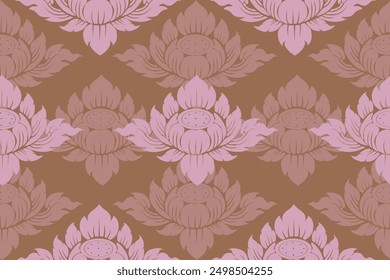 Thai style lotus flower pattern picture.It’s a vector image used for making wallpaper, bedsheets,,curtains, pillows, fabric, clothing, illustrations.