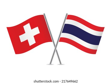 Thai and Swiss flags. Vector illustration.