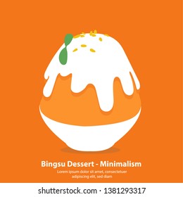 Thai Tea bingsu or kakigori korean dessert - Minimalism illustration vector