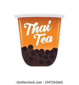 Thai Tea, Thai Drink, Boba, Boba Drink, Bubble Tea, Tapioca Boba Asian Drink Beverage Icon Symbol Vector Illustration Asian Dessert Beverage, Vector Illustration