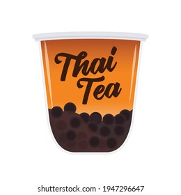 Thai Tea, Thai Drink, Boba, Boba Drink, Bubble Tea, Tapioca Boba Asian Drink Beverage Icon Symbol Vector Illustration Asian Dessert Beverage, Vector Illustration