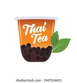 Thai Tea, Thai Drink, Boba, Boba Drink, Bubble Tea, Tapioca Boba Asian Drink Beverage Icon Symbol Vector Illustration Asian Dessert Beverage, Vector Illustration