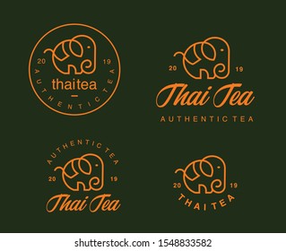 Thai Tea elephant logo badge vector icon 