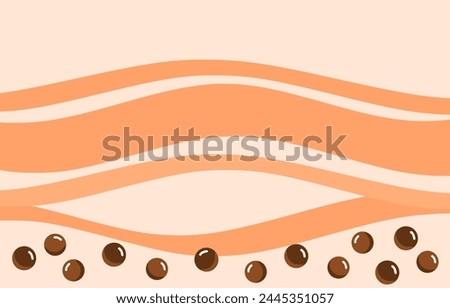 Thai tea milk wave and brown ball on orange background vector. 
