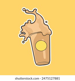 Thai Tea Sticker Vector Illustration