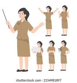 Thai teacher character design presenting concept