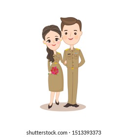 Thai Teacher Couple character  for Wedding Invitations Card