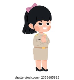 thai teacher in uniform cartoon