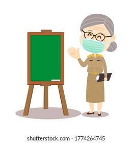 Thai Teacher wearing Mask Character