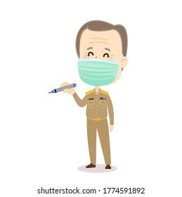 Thai Teacher wearing Mask Vector