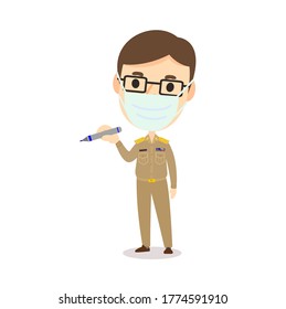 Thai Teacher wearing Mask Vector