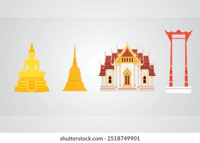 Thai Temple bhuddha asia culture collection illustration design