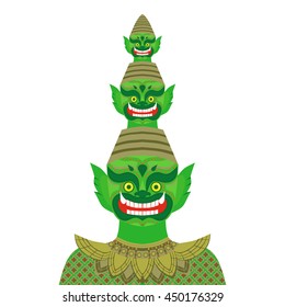 Thai Temple Guardian Giant , Thailand Yaksha demon statue, Buddhism symbol in Bangkok, Asian spirit sculpture vector