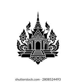 Thai Temple icon featuring classic Thai architecture, representing Buddhism, culture, history, and national heritage.