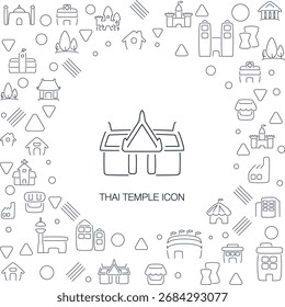 Thai Temple Icon, line style with mosaic icon background, great for web and background use.