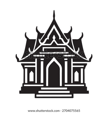 thai temple icon logo black and white vector