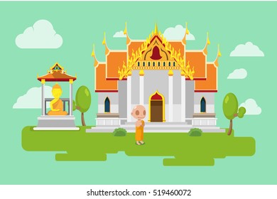 Thai Temple Lifestyle Culture Background Vector