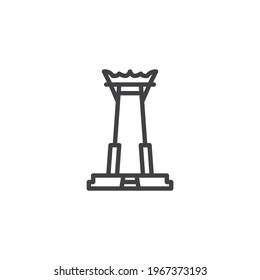 Thai temple line icon. linear style sign for mobile concept and web design. Buddhist temple outline vector icon. Symbol, logo illustration. Vector graphics