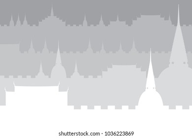 Thai temple silhouette. Vector illustration of religious architecture 