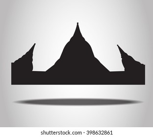 Thai Temple Silhouettes on the white background