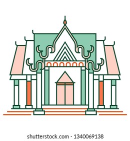 Thai temple vector illustration in line color design