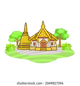 Thai temple vector on background.