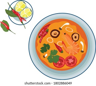 Thai tom yum soup with lemon