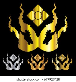 Thai tradition art, gold pattern illustration design. vector