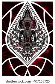 Thai tradition cut on triangle pattern with straight lines