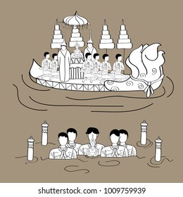 Thai Tradition with hand drawn illustration (vector)