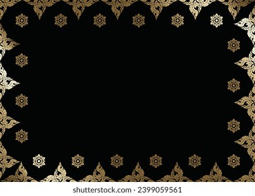 Thai tradition painting. Thai art luxury banner, Vector illustration. Great for invitation, advertising, web site, flyer, menu, brochure, postcard, wallpaper,  Luxurious