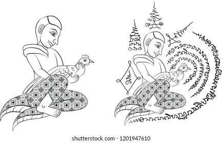 Thai tradition painting,Thai tattoo, vector