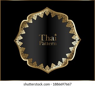 Thai traditional art frame Design Vector. Thai art frame border pattern gold frame. Thai Pattern vector illustration,  Design a blank space for the text. banner, antique greeting card.