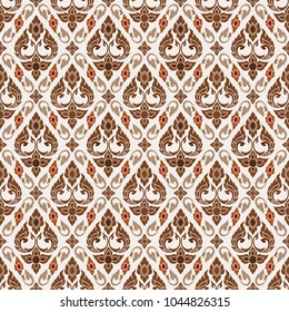 Thai traditional art seamless pattern in vintage color for background, wallpaper, textile.