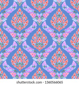 Arte tradicional tailandés sin fisuras en color dulce para el fondo.