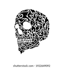 Thai Traditional art skull pattern adapted to be a modern tattoo, Vector illustration and design.
