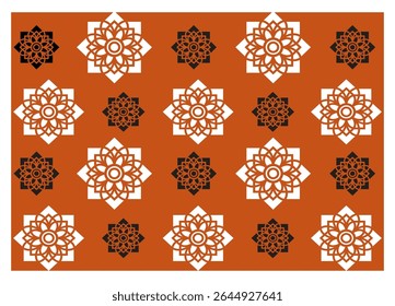 Thai traditional art: two tone of Thai flower on a brown background 
