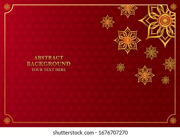 Thai Traditional Background With Gold Frame. Thai Vintage Pattern Wallpaper. Thai Element Design. Vector Illustration