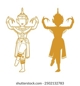 Thai traditional dance icon and silhouette