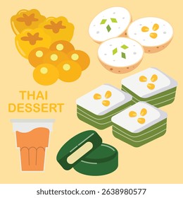 Thai Traditional Desserts Illustration Collection of Thai Sweets