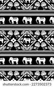 Thai Traditional Elephant Seamless Pattern for background, tile, fabric, and wallpaper