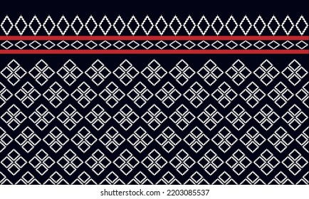 Patrón tailandés de tela tradicional sobre fondo negro. Diseño de textura común para la ropa. Ilustración vectorial.
