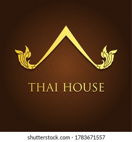 Thai Traditional House Logo, Thai Element Design. Vector