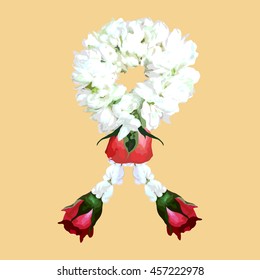 thai traditional jasmine flower garland illustration, isolated vector
