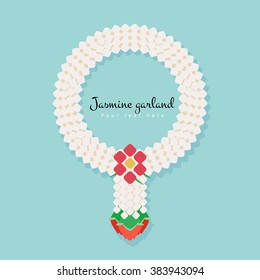 Thai traditional jasmine garland, illustration vector simple and flat design.